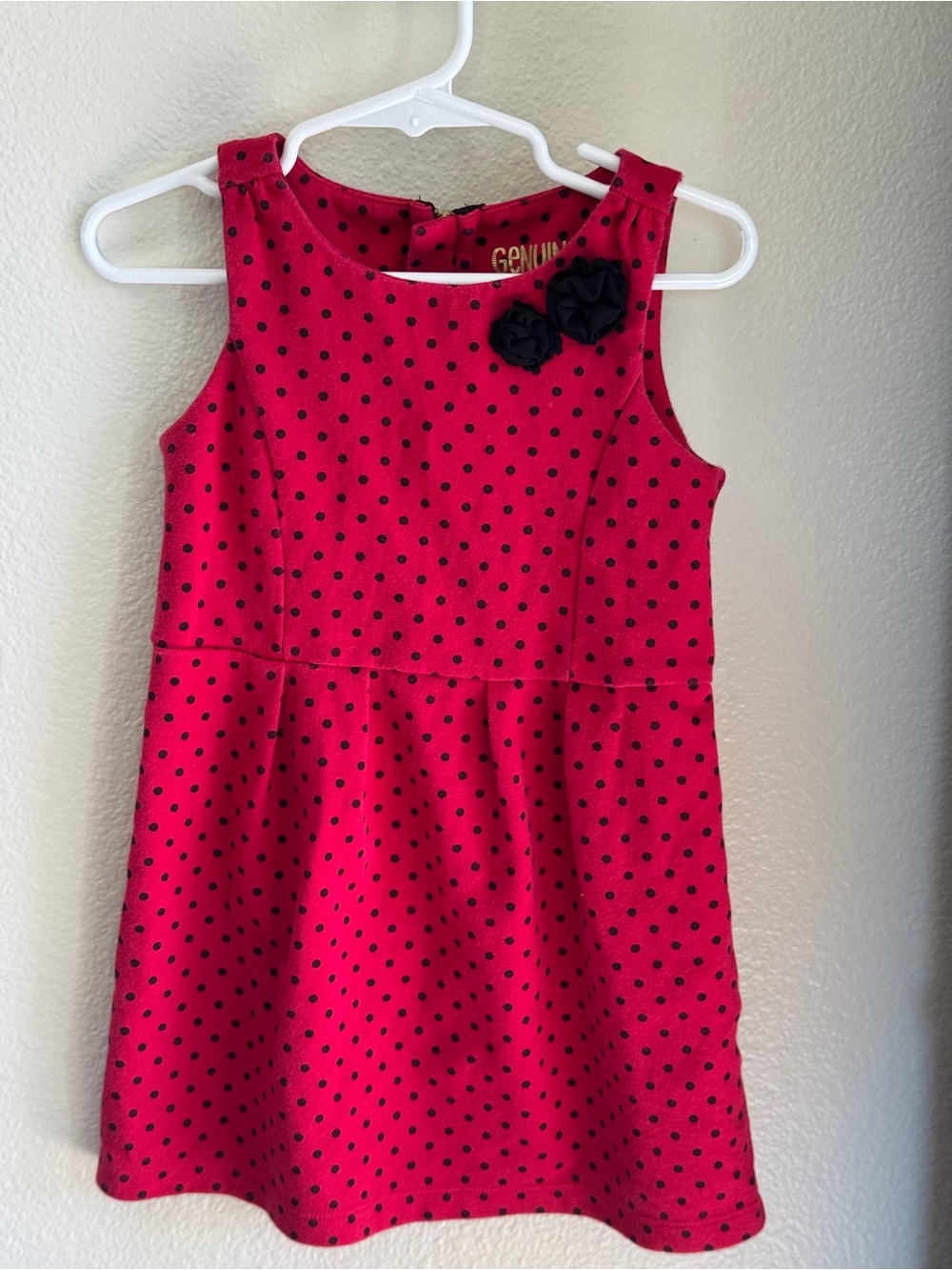 OshKosh B'gosh Hot Pink Polka Dot Sleeveless Dress with Black Rosettes